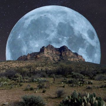 Луна на экваторе. Огромная Луна в Америке. Луна в Австралии. Полнолуние в пустыне. Фон с большой луной